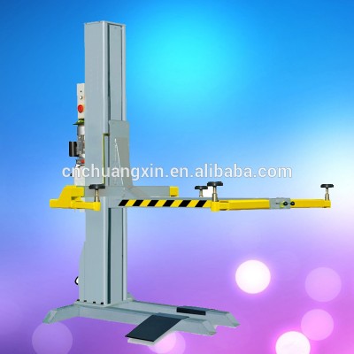 Pneumatic and hydraulic single post car lift